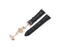 XEIJAYI Watch straps,18/20/22/24mm Quick Release Deployant Buckle First-layer Cowhide Watch Strap for Mechanical Watches, Quartz Watch(Black(Rosegold),22mm)