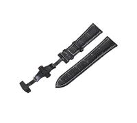 XEIJAYI Watch straps,18/20/22/24mm Quick Release Deployant Buckle First-layer Cowhide Watch Strap for Mechanical Watches, Quartz Watch(Black-White(Black),24mm)