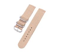 XEIJAYI Watch straps,18/20/22/24mm Stainless Steel Ring Buckle Canvas Watch Band Repleacement Accessories for Smart Watch, Analogue Watch(Khaki-Silver,24mm)
