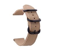 XEIJAYI Watch straps,18/20/22/24mm Stainless Steel Ring Buckle Canvas Watch Band Repleacement Accessories for Smart Watch, Analogue Watch(Khaki-Black,20mm)