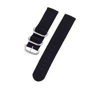 XEIJAYI Watch straps,18/20/22/24mm Stainless Steel Ring Buckle Canvas Watch Band Repleacement Accessories for Smart Watch, Analogue Watch(Black-Silver,22mm)