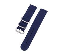 XEIJAYI Watch straps,18/20/22/24mm Stainless Steel Ring Buckle Canvas Watch Band Repleacement Accessories for Smart Watch, Analogue Watch(Blue-Silver,24mm)
