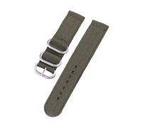 XEIJAYI Watch straps,18/20/22/24mm Stainless Steel Ring Buckle Canvas Watch Band Repleacement Accessories for Smart Watch, Analogue Watch(Green-Silver,18mm)