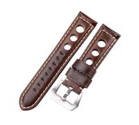XEIJAYI Watch straps,20/22/24mm Women Men Oil Waxed Cowhide Watchband Genuine Leather Watch Strap Repalcement with Stainless Steel Pin Buckle(Dark Brown,20mm)