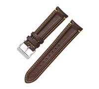 XEIJAYI Watch straps,20mm/22mm Full Grain French Calfskin Water Resistant Strap with Colorful Sewing Thread for Smart Watch(Dark Brown-Yellow Line,22mm)