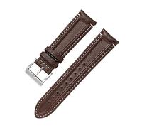 XEIJAYI Watch straps,20mm/22mm Full Grain French Calfskin Water Resistant Strap with Colorful Sewing Thread for Smart Watch(Dark Brown-White Line,22mm)