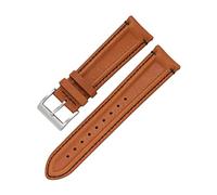 XEIJAYI Watch straps,20mm/22mm Full Grain French Calfskin Water Resistant Strap with Colorful Sewing Thread for Smart Watch(Light Brown-Black Line,20mm)