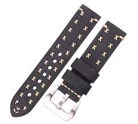XEIJAYI Watch straps,Handmade Watchbands 22/24mm Leather Vintage Watch Strap Women Men Watch Accessories(Black,24mm)