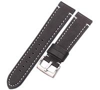 XEIJAYI Watch straps,Leather Watchbands 18mm 20mm 22mm 24mm Women Men Watch Strap with Buckle(Black Silver,24mm)