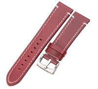 XEIJAYI Watch straps,Leather Watchbands 18mm 20mm 22mm 24mm Women Men Watch Strap with Buckle(Red Silver,20mm)