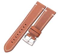 XEIJAYI Watch straps,Leather Watchbands 18mm 20mm 22mm 24mm Women Men Watch Strap with Buckle(Yellow Brown Silver,18mm)