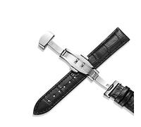 XEIJAYI Watch straps,Stainless Steel Butterfly Clasp Universal Leather Watch Strap 12-24mm(Black,18mm)