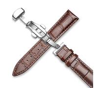 XEIJAYI Watch straps,Stainless Steel Butterfly Clasp Universal Leather Watch Strap 12-24mm(Brown,14mm)