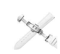 XEIJAYI Watch straps,Stainless Steel Butterfly Clasp Universal Leather Watch Strap 12-24mm(White,19mm)