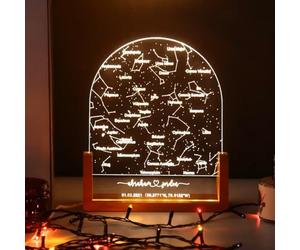 XEL Lampara Personalizada,Mapa Estelar Personalizado,Cuadro Mapa Estelar Led Luz Nocturna Personalizada con Nombre,Regalos San Valentin Hombre Mujer (153x203x5mm,3 Colores)