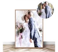 XEL Retrato de pareja personalizado sobre lienzo Retrato de acuarela personalizado impresiones en lienzo imágenes carteles de pintura impresiones hechas a mano arte de pared, sin marco (30 x 45 cm)