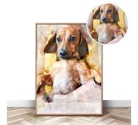 XEL Retrato de perro personalizado lienzo acuarela pintura cuadros impresiones carteles retratos de mascotas en lienzo impresiones personalizadas hechas a mano arte de pared -sin marco (30 x 40 cm)