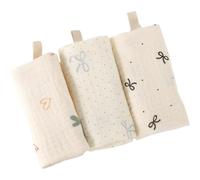 XELGAM Muselinas Bebé Algodón 100%, Pack de 3 Gasas para Bebés 22x23 cm, Toallitas Faciales Suaves y Absorbentes, Paños para Eructar y Limpiar Recién Nacidos, Color Blanco