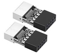 Xelsluthe 2 adaptadores de cabezal para placa base tipo E, USB 2.0 a USB 3.2 Gen 1 para placa base, 9 pines, convertidor interno, conector de panel frontal con conector de llave A hembra