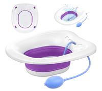 xemieau Sitz Bath, Sitz Bath para asiento de inodoro, artículos esenciales posparto y kit de cuidado de hemorroides, asiento de vapor Yoni, lavabo portátil plegable para remojo de sal de Epsom