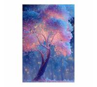 XENIOU árbol de la vida arte Arte de pared de fantasía de luciérnagas de árbol pastel decoración de pared, posters para pared, cuadros modernos, Salon para Dormitorio, Baño.（azul-60x90cm Sin marco
