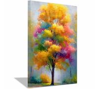 XENIOU árbol de la vida arte Sauce llorón de Lake, decoración de pared serena decoración de pared, posters para pared, cuadros modernos, Salon para Dormitorio, Baño.（verde-70x100cm Enmarcado