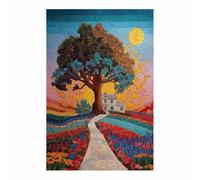 XENIOU arbol de la vida Camino de la Casa del Árbol decoración de pared, posters para pared, cuadros modernos, Salon para Dormitorio, Baño.（Multicolor-80x120cm Sin marco