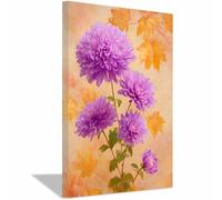 XENIOU Arte Floral De La Pared, Lienzos Cuadros Acuarela Crisantemo de otoño Moderno Impresión Sobre Lienzo Póster Para Salón Dormitorio Restaurante Decoración Mural（Multicolor-70x100cm Enmarcado