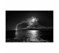 XENIOU blanco y negro Océanos Trueno Cielo Nocturno Para oficina, sala de estar, baño, dormitorio, cocina, decorazioni da parete.（Multicolor-60x90cm Sin marco