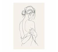 XENIOU blanco y negro Sketch de línea mínima de la mujer Para baño, dormitorio, sala de estar, oficina, cocina, decorazione da parete.（Multicolor-60x90cm Sin marco