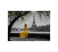 XENIOU blanco y negro Un cuadro de una mujer vestida de amarillo junto al río Para oficina, sala de estar, baño, dormitorio, cocina, decorazioni da parete.（blanco y negro-20x30cm Sin marco
