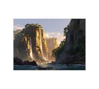 XENIOU Cuadro Paisaje de montaña frente al mar lienzo de pared, decoración, cartel, sala de estar, dormitorio, decoración (blanco y negro)-20 x 30 cm sin marco