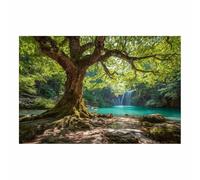 XENIOU Cuadro Paisaje Grande Cascada del Árbol Antiguo impresión en lienzo, cuadros decoracion, Salon para Dormitorio, Baño（Multicolor-20x30cm Sin marco