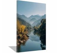 XENIOU Cuadro Paisaje Grande Paisajes del río Misty impresión en lienzo, cuadros decoracion, Salon para Dormitorio, Baño（Multicolor-70x100cm Enmarcado