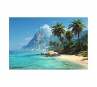 XENIOU Cuadro Paisajes La grandeza de las montañas y las palmeras marinas impresión en lienzo, cuadros decoracion, Salon para Dormitorio, Baño(Multicolore-70x100cm Sin marco
