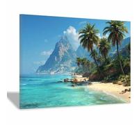 XENIOU Cuadro Paisajes La grandeza de las montañas y las palmeras marinas impresión en lienzo, cuadros decoracion, Salon para Dormitorio, Baño(Multicolore-80x120cm Enmarcado