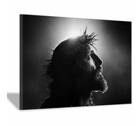 XENIOU Cuadros Blanco Y Negro Modernos Perfil de Jesús Sagrado Para baño, dormitorio, sala de estar, oficina, cocina, decorazione da parete.（Multicolor-20x30cm Enmarcado
