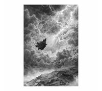 XENIOU Cuadros Blanco Y Negro Modernos Sketch del Mago del Cielo de Rayo Para sala de estar, baño, dormitorio, cocina, oficina, decorazioni casa.（Multicolor-70x100cm Sin marco