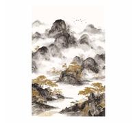 XENIOU cuadros de paisajes Arte de la Montaña Dorada lienzos decorativos, decoración pared, Salón Dormitorio Comedor Oficina（Multicolor-60x90cm Sin marco