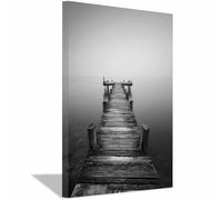 XENIOU Cuadros De Paisajes Naturales El camino de tablones de madera da al mar impresión en lienzo, cuadros decoracion, Salon para Dormitorio, Baño(Multicolore-40x60cm Enmarcado