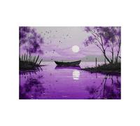 XENIOU Cuadros En Blanco Y Negro Pintura de un pequeño bote junto al río Para baño, dormitorio, sala de estar, oficina, cocina, decorazione da parete.（blanco y negro-70x100cm Sin marco
