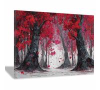 XENIOU cuadros modernos Decoración de la pared del camino de los Bosques Rojos canvas wall art, cuadro lienzo, Salón Dormitorio Comedor Oficina decoracion pared.（Multicolor-60x90cm Enmarcado