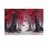 XENIOU cuadros modernos Decoración de la pared del camino de los Bosques Rojos canvas wall art, cuadro lienzo, Salón Dormitorio Comedor Oficina decoracion pared.（Multicolor-20x30cm Sin marco