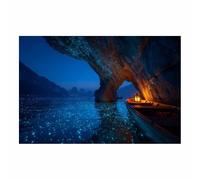 XENIOU cuadros paisajes naturaleza Vistas brillantes del agua desde la cueva cuadro lienzo, cuadros modernos, Salon Dormitorio Comedor Oficina Pasillo Cocina Baño（Multicolor-60x90cm Sin marco