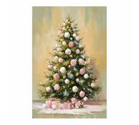 XENIOU murales navideños creativos Decoración floral pastel para árbol de Navidad Para oficina, sala de estar, baño, dormitorio, cocina, decorazioni da parete.（Multicolor-40x60cm Sin marco