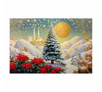 XENIOU murales navideños en interiores Iglesia Dorada de la Natividad cuadro decorativo aplica sala de estar dormitorio comedor cocina y baño decoración de pared（Multicolor-80x120cm Sin marco