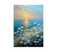 XENIOU - Póster de la naturaleza, pintura de flores a orillas del mar, decoración del hogar, cuadro de tela, decoración de pared, dormitorio, cuarto de baño, cocina, oficina, 20 x 30 cm, sin marco