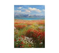 XENIOU - Póster de naturaleza paisaje floral al lado del lago, decoración del hogar, cuadro de tela, decoración de pared, dormitorio, cuarto de baño, cocina, oficina, 40 x 60 cm, sin marco