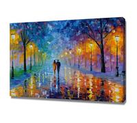 XENIOU Póster Paisaje Pintura de una persona caminando por la calle cartel de pared, decoración de pared, para el hogar, la oficina, la habitación(azul)-20x30cm Enmarcada