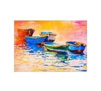 XENITE Cuadro sobre Lienzo Cuadro Sin Marco De Barco En El Mar Azul, Lienzo De Arte De Pared Marino, Impresiones, Pósteres, Imagen Nórdica, Sala De Estar, Decoración del Hogar(F,40x60cm)